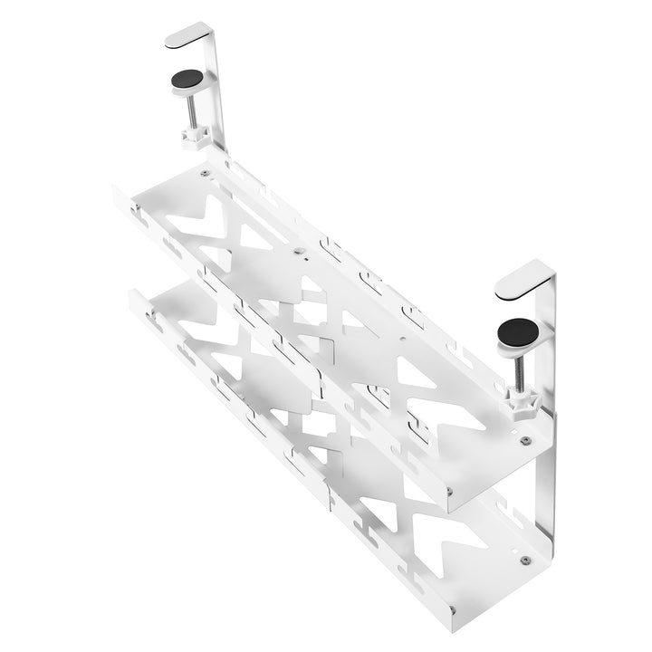 Maclean organizator de cabluri sub birou, încărcare max. 5kg, max. 728mm, 2 nivele, alb, MC-102 W