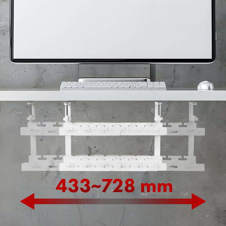 Maclean organizator de cabluri sub birou, încărcare max. 5kg, max. 728mm, 2 nivele, alb, MC-102 W