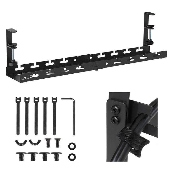 Maclean organizator de cabluri sub birou, sarcina max. 5kg, max. 728mm, negru, MC-103 B