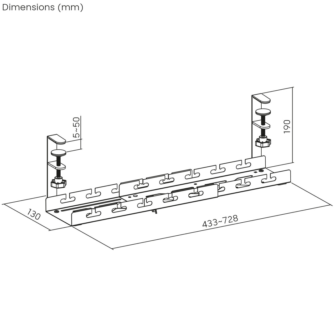 Maclean organizator de cabluri sub birou, sarcina max. 5kg, max. 728mm, alb, MC-103 W