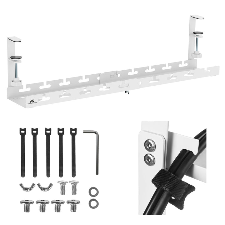 Maclean organizator de cabluri sub birou, sarcina max. 5kg, max. 728mm, alb, MC-103 W