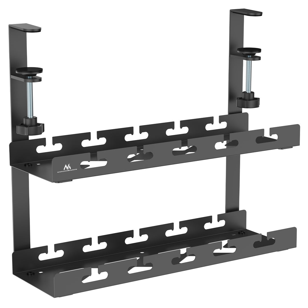Maclean organizator de cabluri sub birou, sarcina max. 5kg, 2 nivele, negru, MC-104 B
