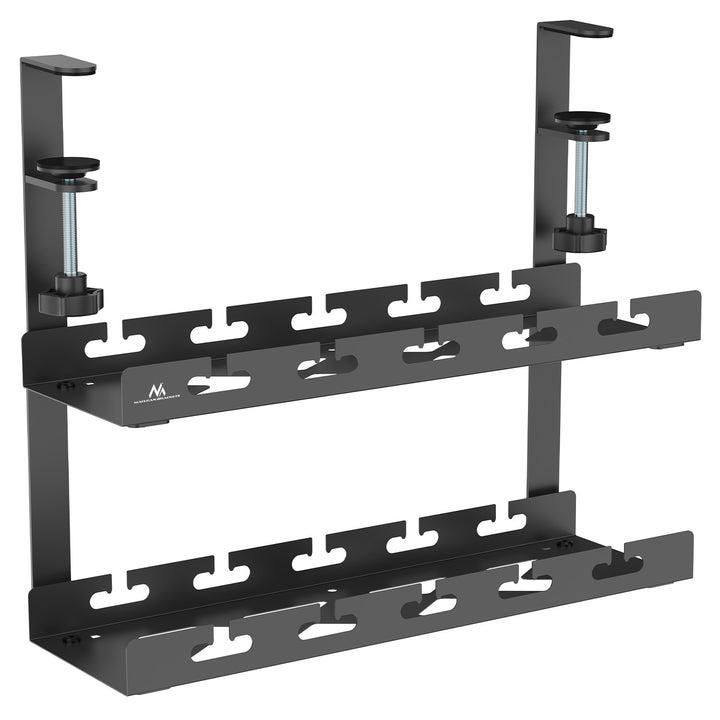 Maclean organizator de cabluri sub birou, sarcina max. 5kg, 2 nivele, negru, MC-104 B