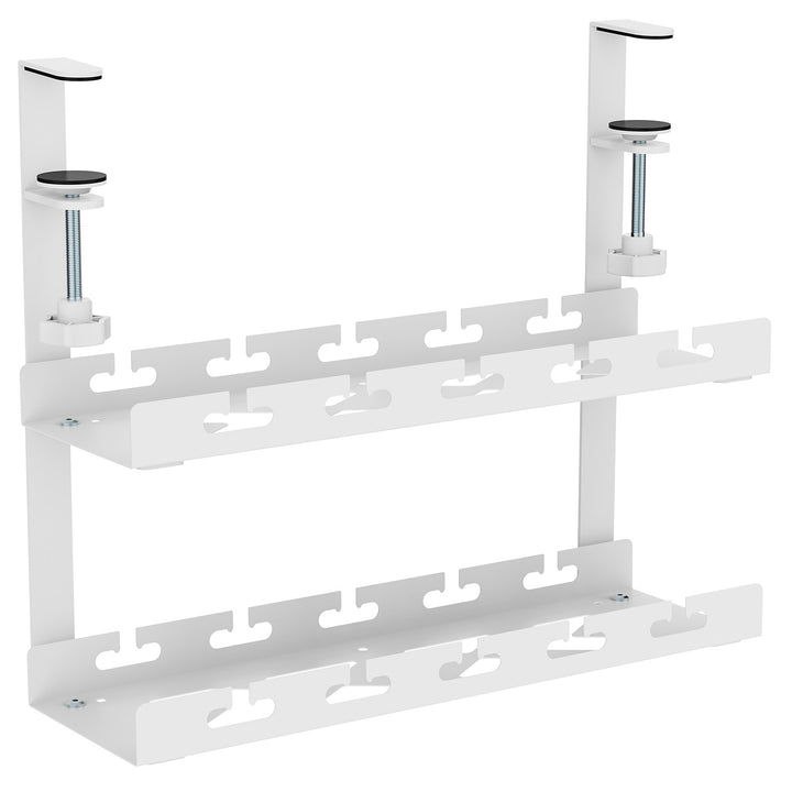 Maclean organizator de cabluri sub birou, sarcină max. 5 kg, 2 niveluri, alb, MC-104 W