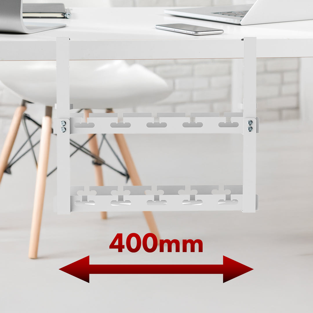 Maclean organizator de cabluri sub birou, sarcină max. 5 kg, 2 niveluri, alb, MC-104 W