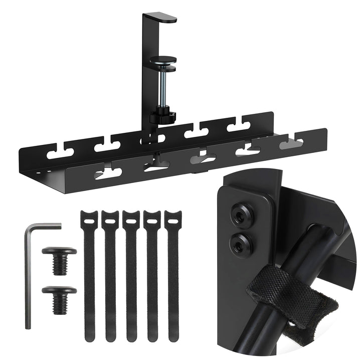 Maclean organizator de cabluri sub birou, sarcină max. 5 kg, negru, MC-105 B