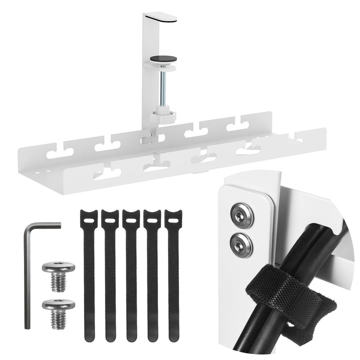 Maclean organizator de cabluri sub birou, încărcare max. 5 kg, alb, MC-105 W