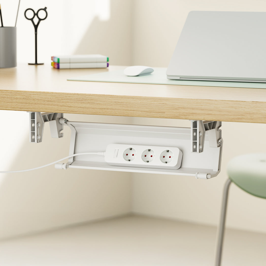 Maclean organizator de cabluri/extensiuni sub birou, încărcare max. 5 kg, alb, MC-106 W