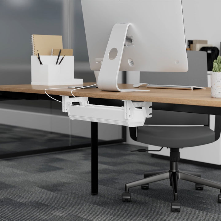 Maclean organizator de cabluri/extensiuni sub birou, încărcare max. 5 kg, alb, MC-106 W