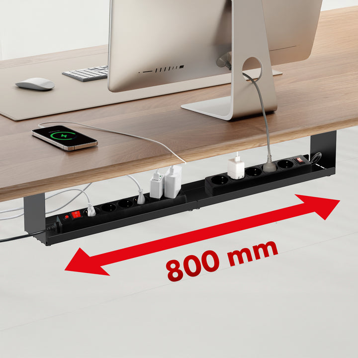 Maclean organizator compact de cabluri sub birou, sarcină max. 5 kg, negru, MC-107 B