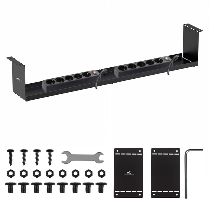 Maclean organizator compact de cabluri sub birou, sarcină max. 5 kg, negru, MC-107 B