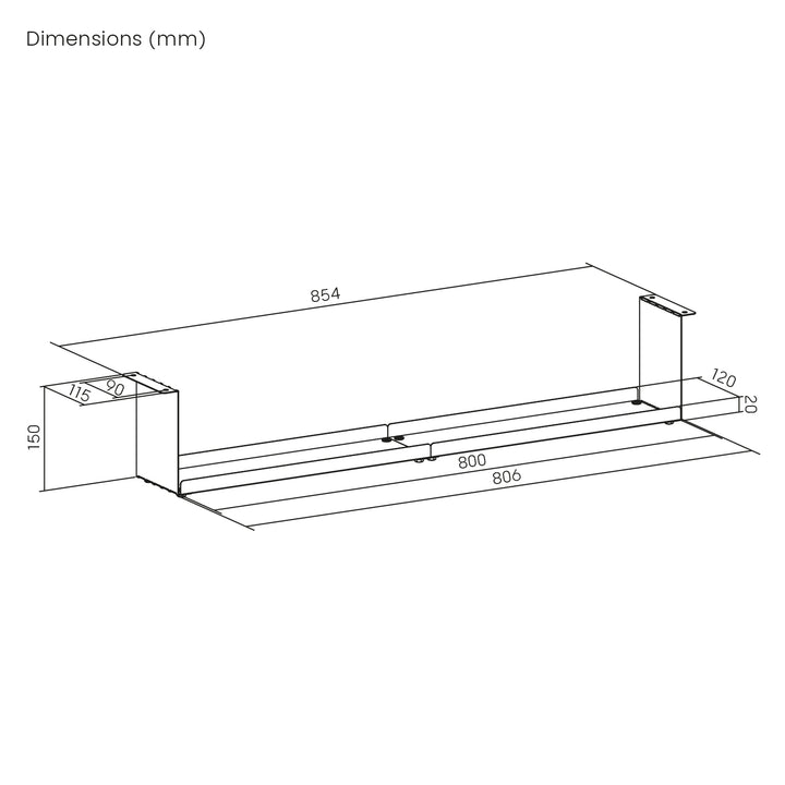 Maclean organizator compact de cabluri sub birou, sarcină max. 5 kg, alb, MC-107 W