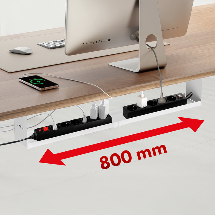 Maclean organizator compact de cabluri sub birou, sarcină max. 5 kg, alb, MC-107 W
