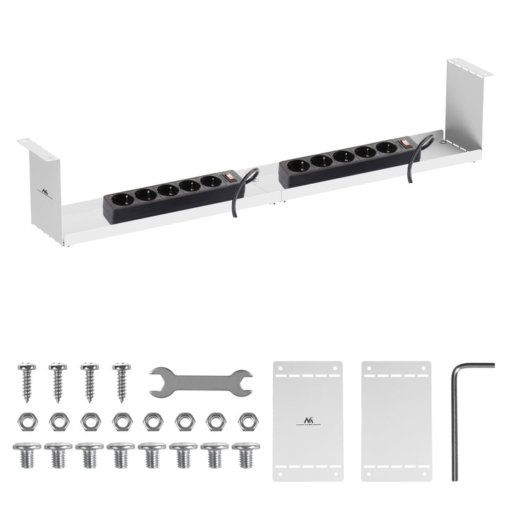 Maclean organizator compact de cabluri sub birou, sarcină max. 5 kg, alb, MC-107 W