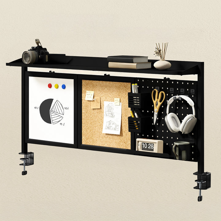 Separator de birou / organizator Ergo Office, sarcină max. 10kg, alb și tablă de plută, lățime 1250mm, negru,ER-300 B