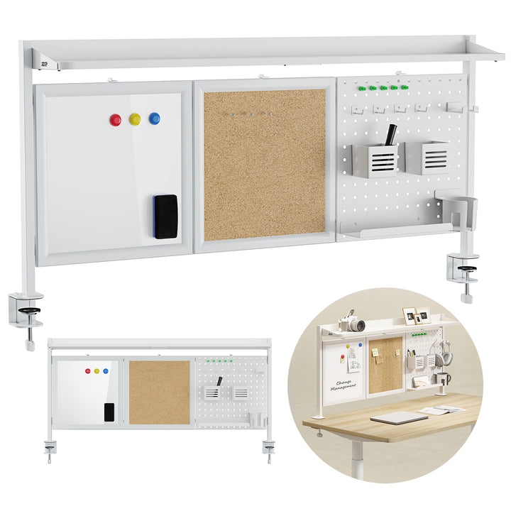 Separator de birou / organizator Ergo Office, sarcină max. 10kg, alb și tablă de plută, lățime 1250mm, alb, ER-300 W