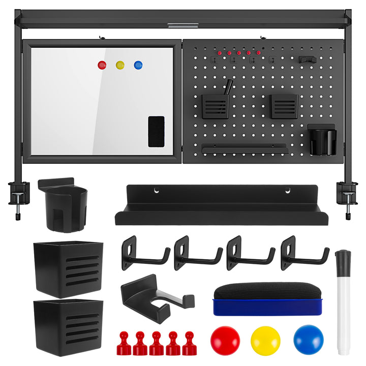Separator de birou / organizator Ergo Office, încărcare max. 10kg, tablă albă, lățime 1116mm, negru, ER-301 B