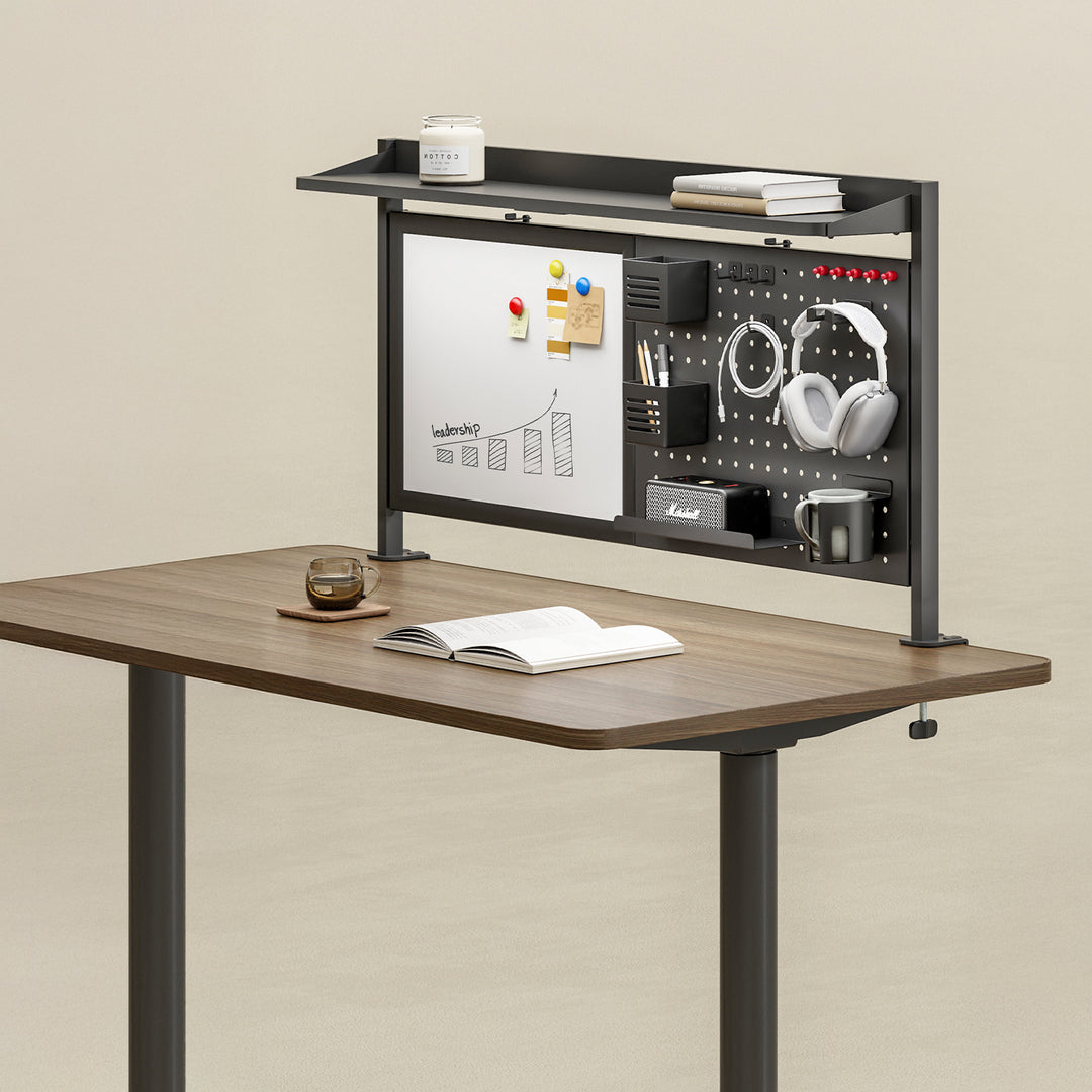 Separator de birou / organizator Ergo Office, încărcare max. 10kg, tablă albă, lățime 1116mm, negru, ER-301 B