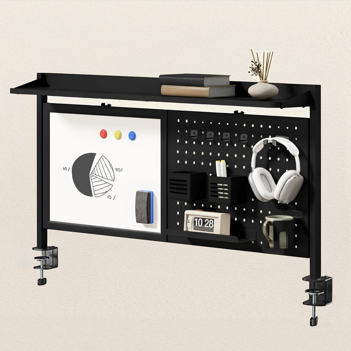 Separator de birou / organizator Ergo Office, încărcare max. 10kg, tablă albă, lățime 1116mm, negru, ER-301 B