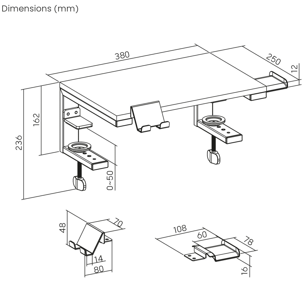 Suport laptop / monitor Ergo Office, sarcina max. 20kg, pentru diag. 13-32", negru, ER-303 B
