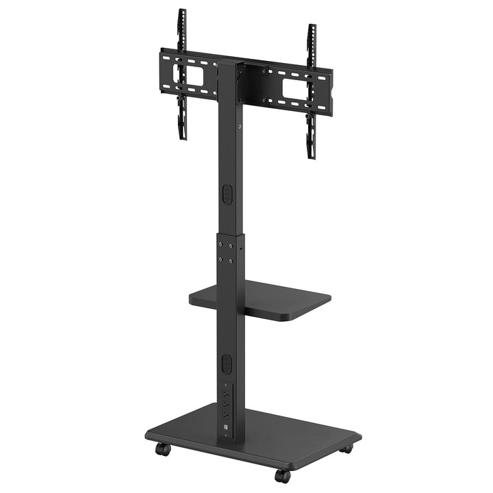 Suport TV / cărucior Ergo-Office, sarcină max. 50kg / 5kg raft, max. VESA 600x400, bandă de alimentare încorporată, negru, ER-304 B