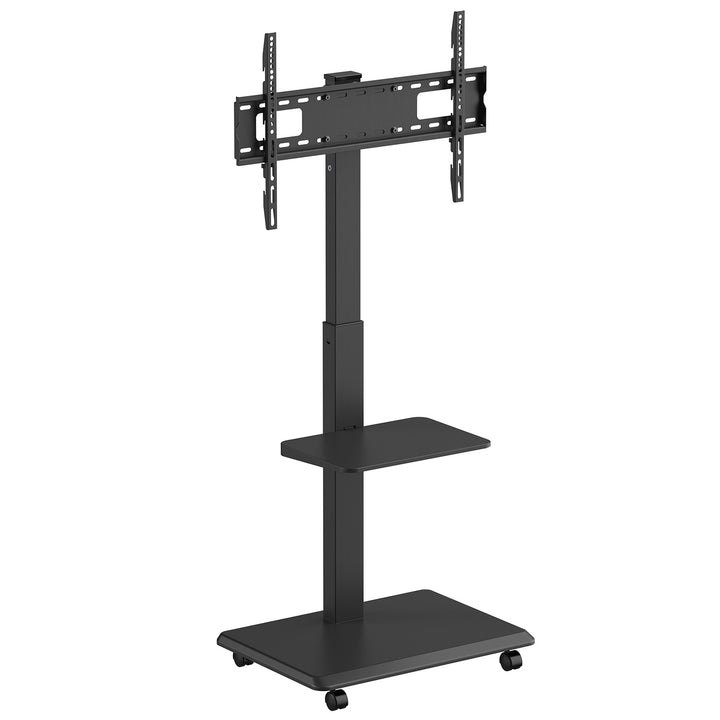 Suport TV / cărucior Ergo-Office, sarcină max. 50kg / 5kg raft, max. VESA 600x400, bandă de alimentare încorporată, negru, ER-304 B