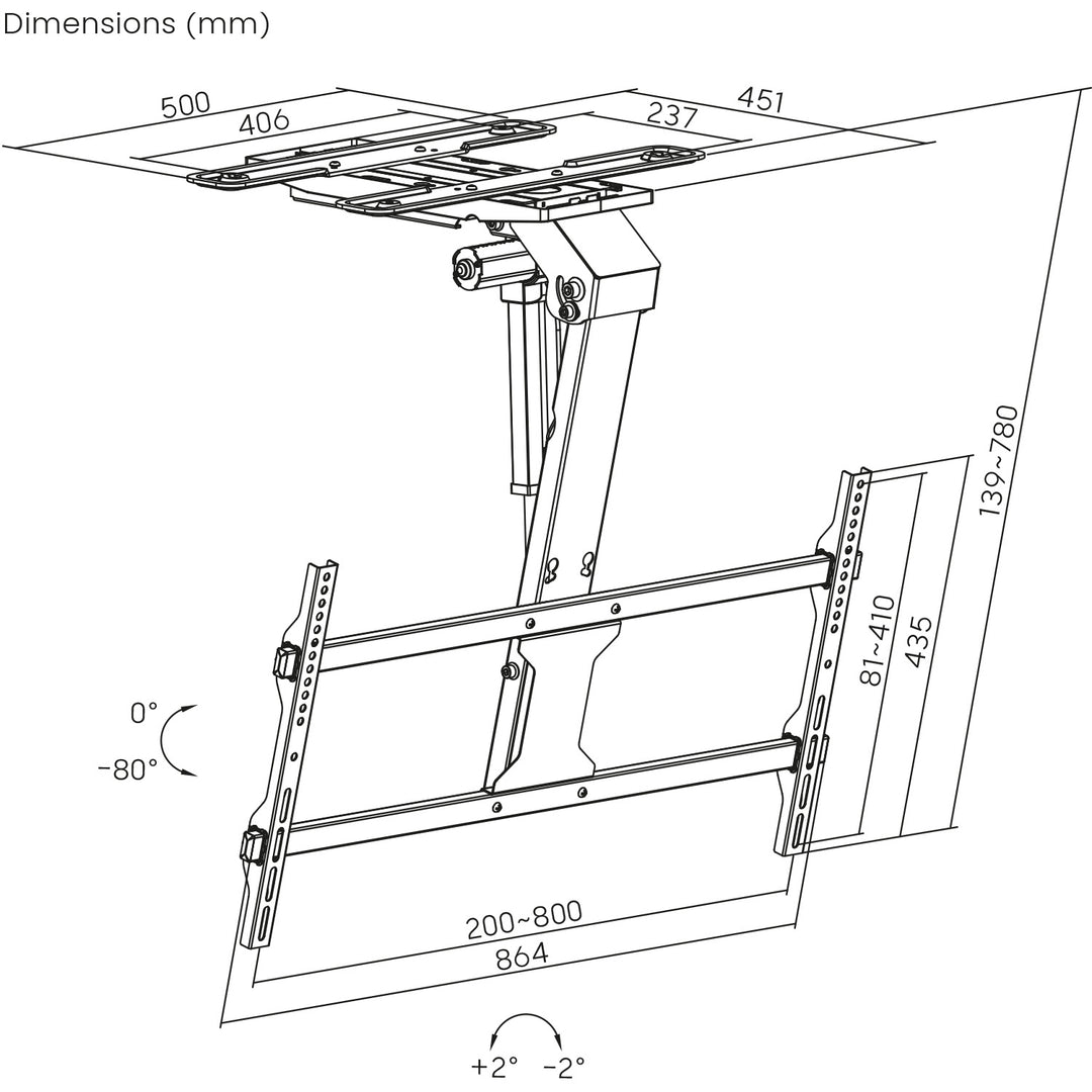 Suport electric pentru TV Maclean, plafon, suport Tuya, max. VESA 800x400, pentru TV 43-86", max. 45kg, MC-110 T