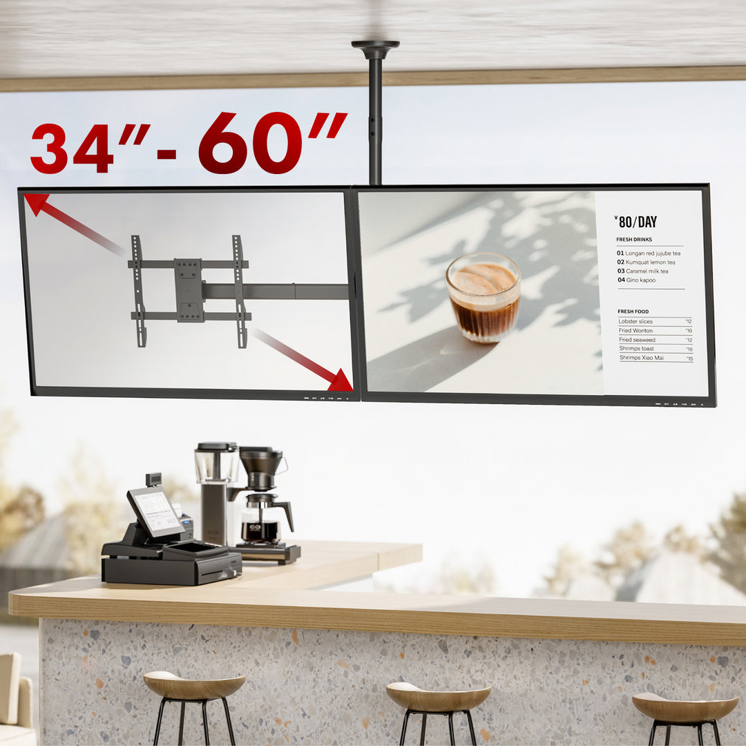 Suport plafon Maclean pentru două televizoare, sarcină max. 2x40kg, 34-60", VESA max 600x400, MC-111 B