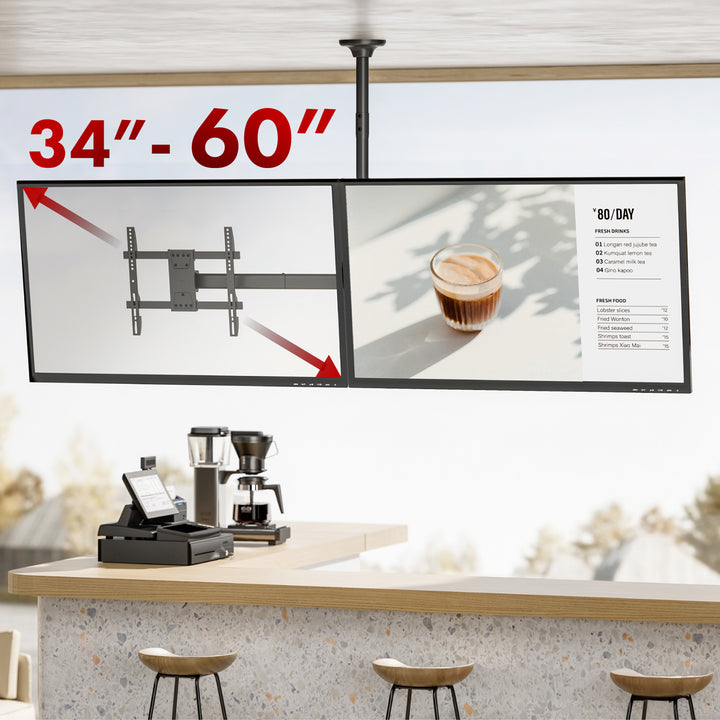 Suport plafon Maclean pentru două televizoare, sarcină max. 2x40kg, 34-60", VESA max 600x400, MC-111 B