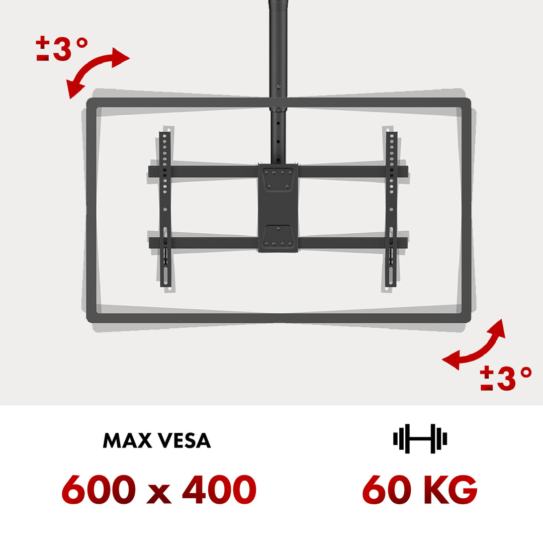Suport de plafon pentru Maclean TV, sarcina max. 60kg, 43-86", max VESA 600x400, MC-112 B