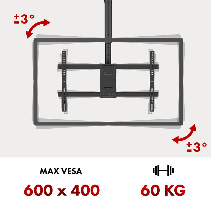 Suport de plafon pentru Maclean TV, sarcina max. 60kg, 43-86", max VESA 600x400, MC-112 B