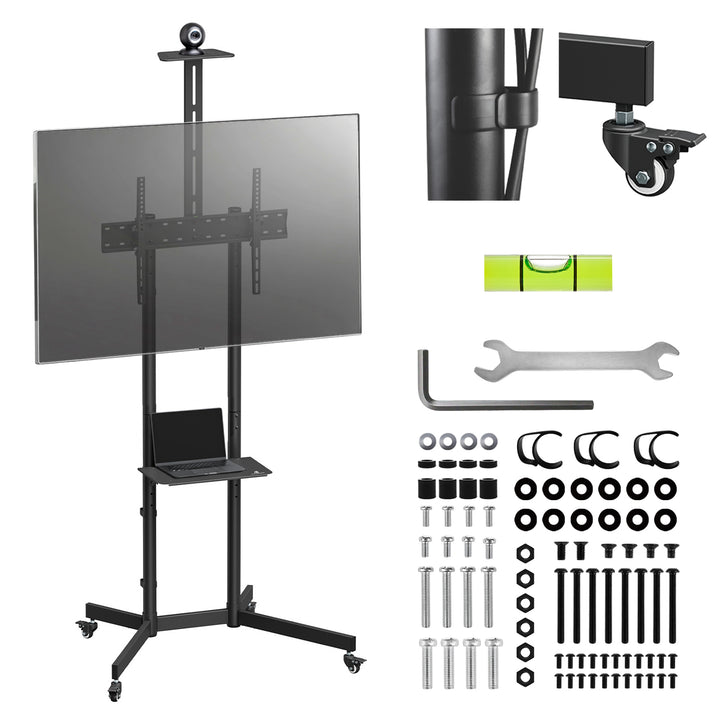 Maclean TV stand / cărucior, raft cameră, pe roți, 37-70", încărcare max. 45kg/5kg raft, max. VESA 600x400, MC-113 B