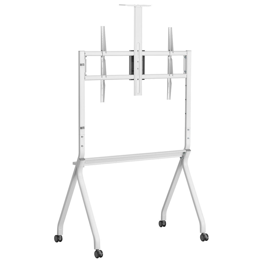 Maclean TV stand / cărucior, raft cameră, pe roți, 55-100", încărcare max. 120kg/10kg raft, max. VESA 900x600, alb, MC-114 W