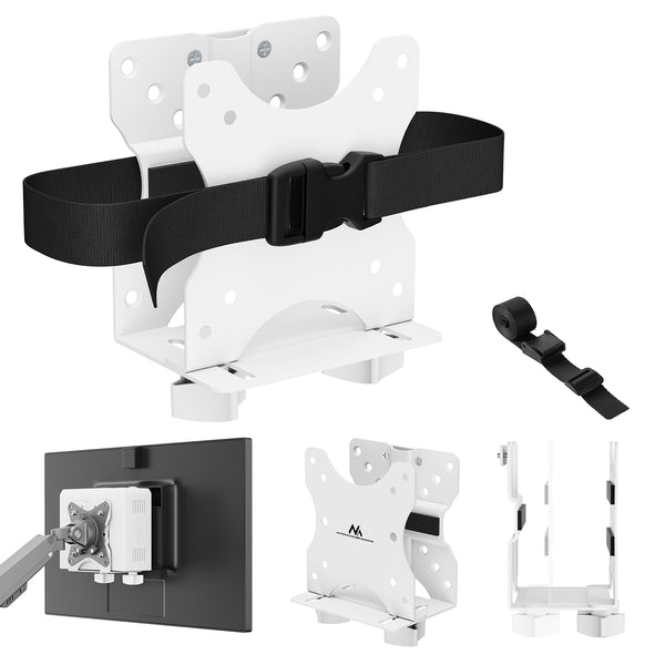 Maclean mini suport pentru calculator, interval 17-70mm, compatibil VESA, sarcina max. 5kg, alb, MC-115 W