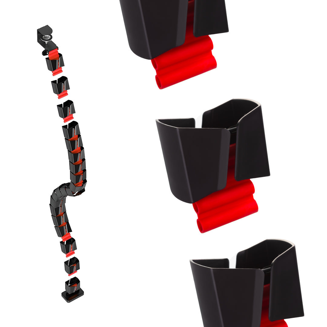 Organizator de cabluri de birou Nano RS / grilaj pentru cabluri, 1345mm, negru și roșu, RS125