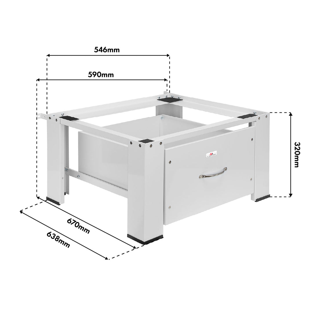 Baza pentru masina de spalat / uscator cu sertar Maclean, sarcina max. 150kg, alb, MC-117 W