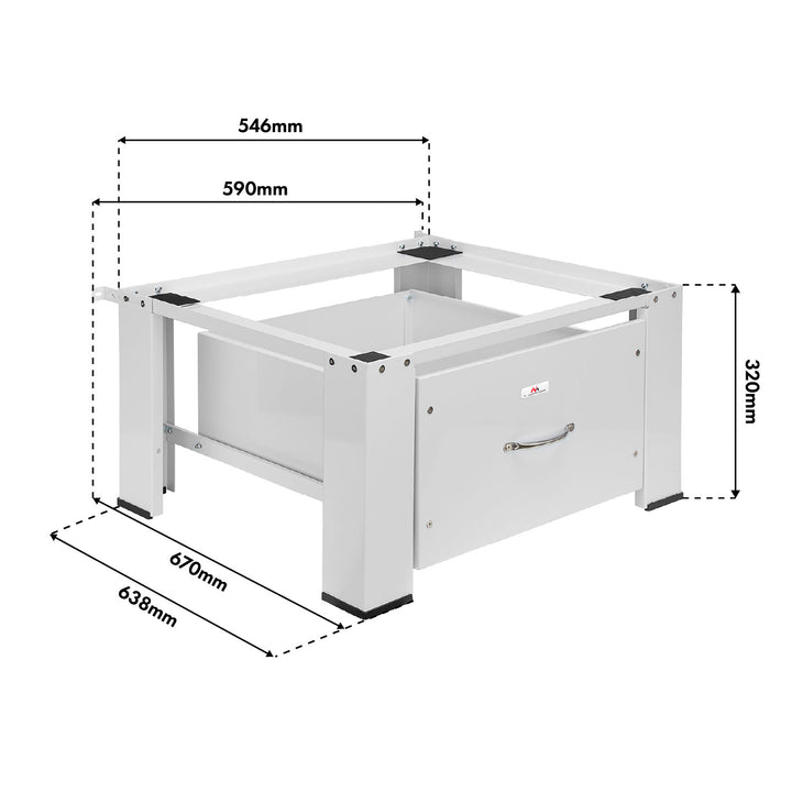 Baza pentru masina de spalat / uscator cu sertar Maclean, sarcina max. 150kg, alb, MC-117 W