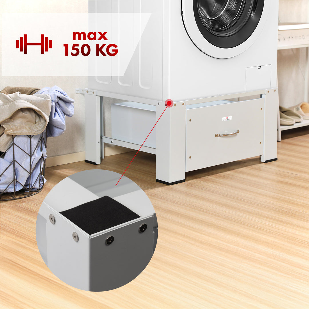 Baza pentru masina de spalat / uscator cu sertar Maclean, sarcina max. 150kg, alb, MC-117 W