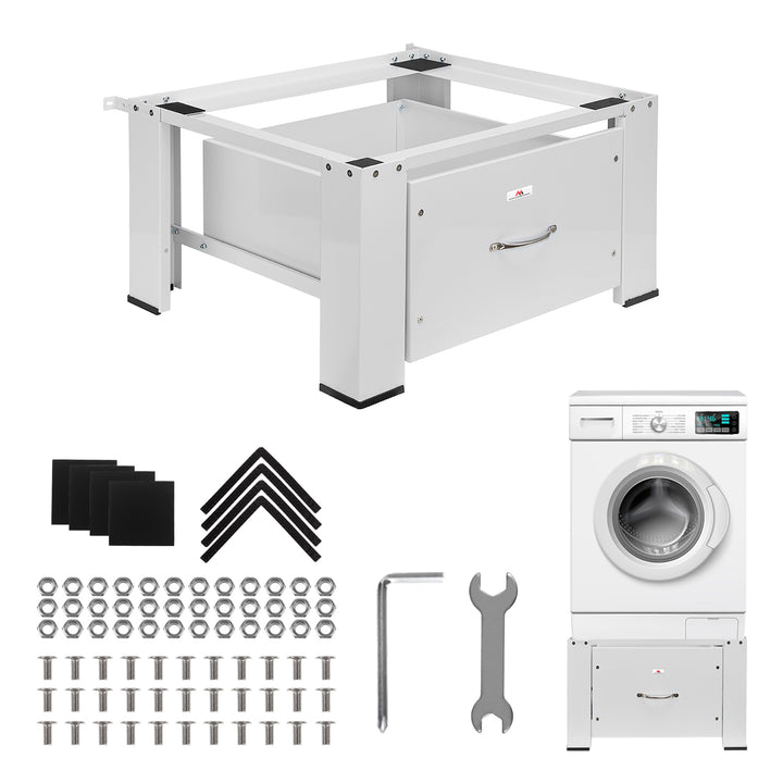 Baza pentru masina de spalat / uscator cu sertar Maclean, sarcina max. 150kg, alb, MC-117 W