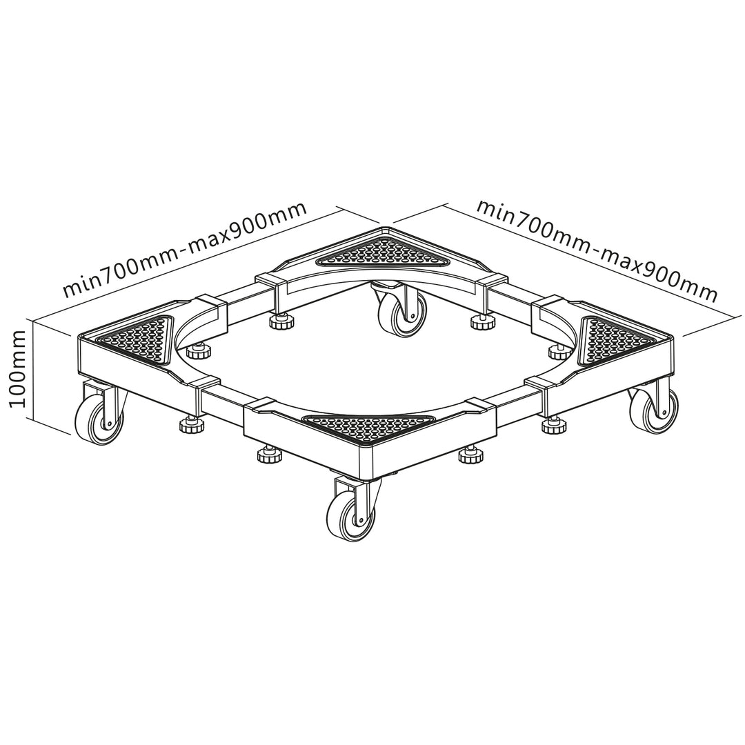 Suport mobil pentru mașini de spălat Maclean, blocare cu roți, lățime 700-900 mm, universal, până la 200 kg, MC-119 B