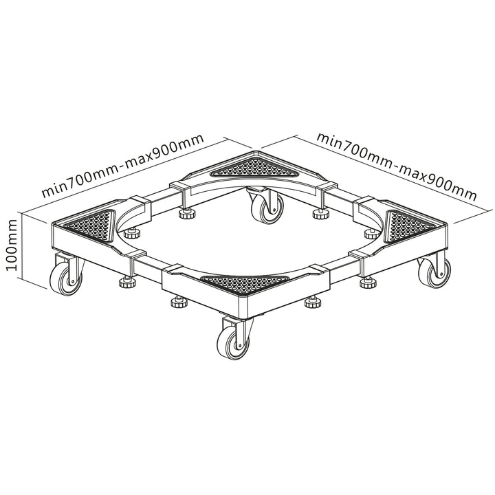 Suport mobil pentru mașini de spălat Maclean, blocare cu roți, lățime 700-900 mm, universal, până la 200 kg, MC-119 B