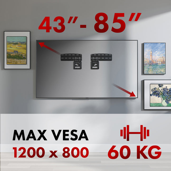 Suport TV Maclean, compatibil cu televizoarele Samsung QLED, 43"-85", max. 60kg, MC-806 N