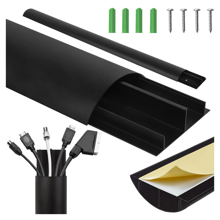Bandă de acoperire a cablurilor Maclean din aluminiu, 62x20x750mm, negru, MC-814 B