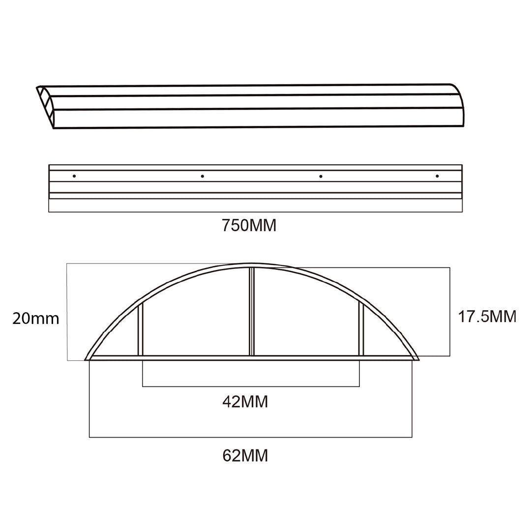 Bandă de acoperire a cablurilor Maclean din aluminiu, 62x20x750mm, argintiu, MC-814 S