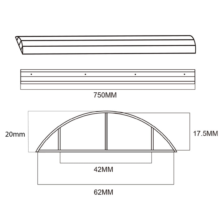 Bandă de acoperire a cablurilor Maclean din aluminiu, 62x20x750mm, argintiu, MC-814 S