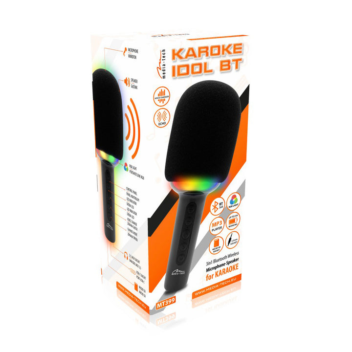 Microfon cu difuzor incorporat Media Tech, Bluetooth 5.0, Karaoke Idol BT MT399, negru