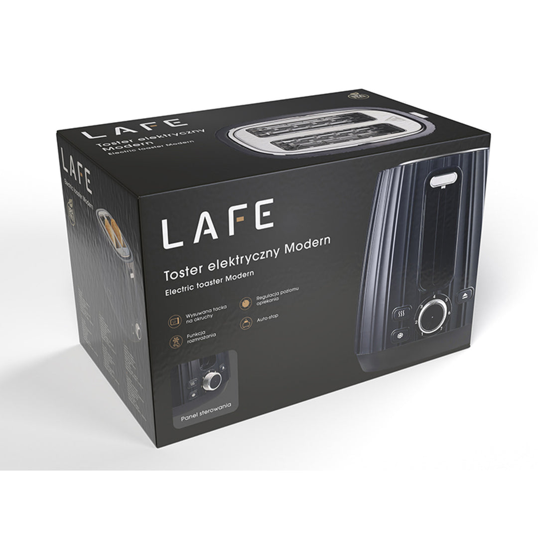 Toaster Lafe. 1080 W, 2 felii, negru, control prăjire în 7 trepte, 1080W