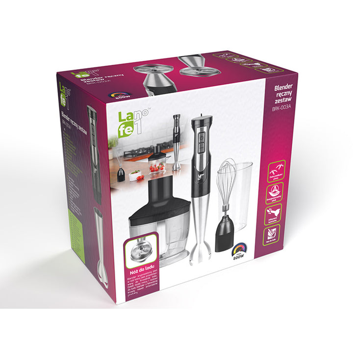 Blender de mână Lafe, 800W, pahar 600ml, funcție Turbo, BRK-003A