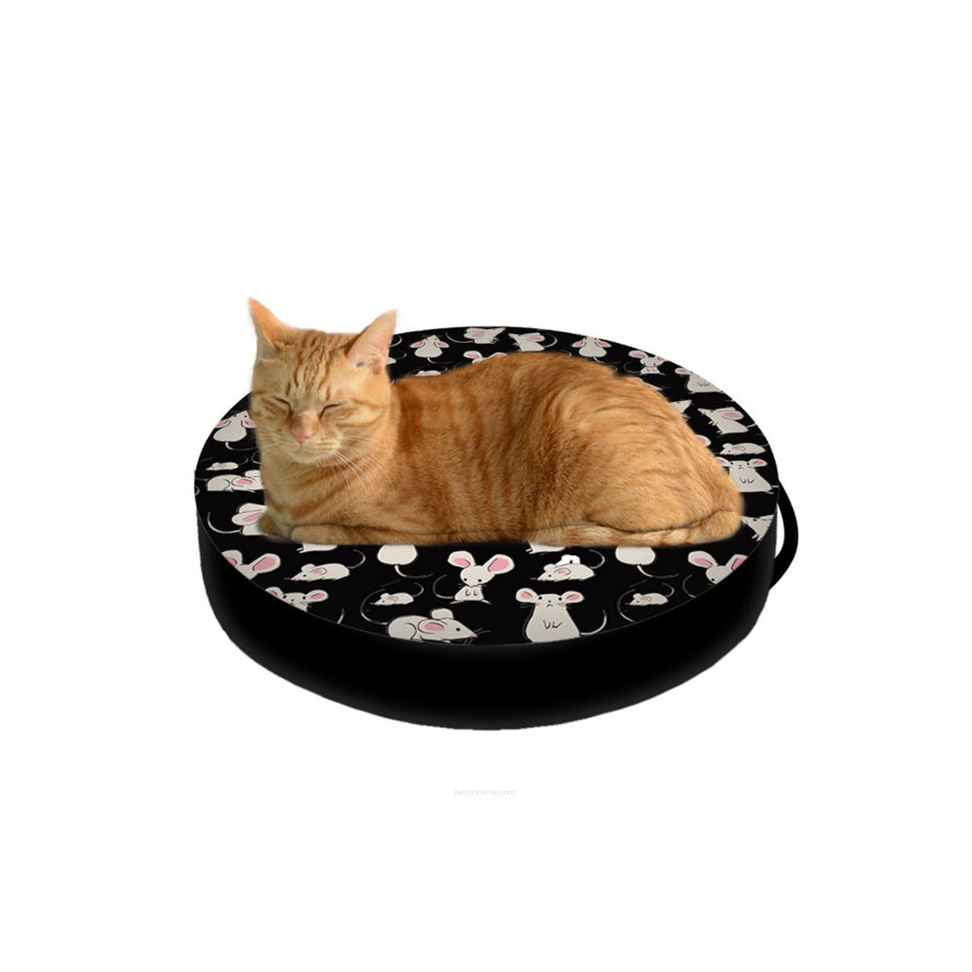 Pat pentru pisici Bertoni, cu inserție pentru peleți, diametru 50cm, model șoarece, EE130