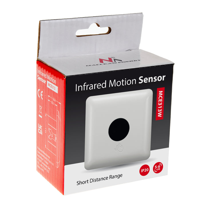 Senzor PIR Maclean cu rază scurtă de acțiune, interval 5-6cm, pentru instalare într-o cutie, sarcină maximă 1200W, MCE313 W, 4 buc
